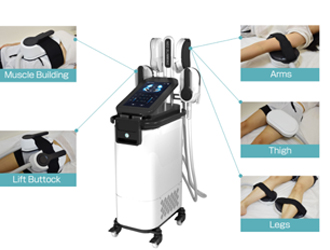 Comes with 4 applicators, allowing treatments for Abdomen, buttocks, arms and thighs.  RF on the whole surface of paddles, more powerful.