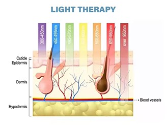 This multi-wavelength light therapy system covers 380nm to 950nm+, targeting different skin layers from the cuticle to the hypodermis. Shorter wavelengths treat surface concerns like acne and pigmentation, while longer wavelengths penetrate deeper for skin rejuvenation and repair – all in one safe, non-invasive solution.
