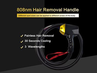 The 808nm Hair Removal Handle features adjustable spot sizes for precise treatment of different body areas, from small spots for sensitive zones to large spots for legs and back. It delivers painless hair removal with 30-second fast cooling for enhanced comfort, and integrates triple wavelengths (755nm, 808nm, 1064nm) for effective results on all skin types.