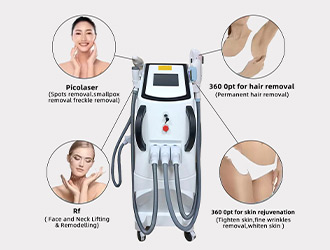 Pico for spots/tattoos, 360° for hair removal, RF for lifting & tightening – 3-in-1.